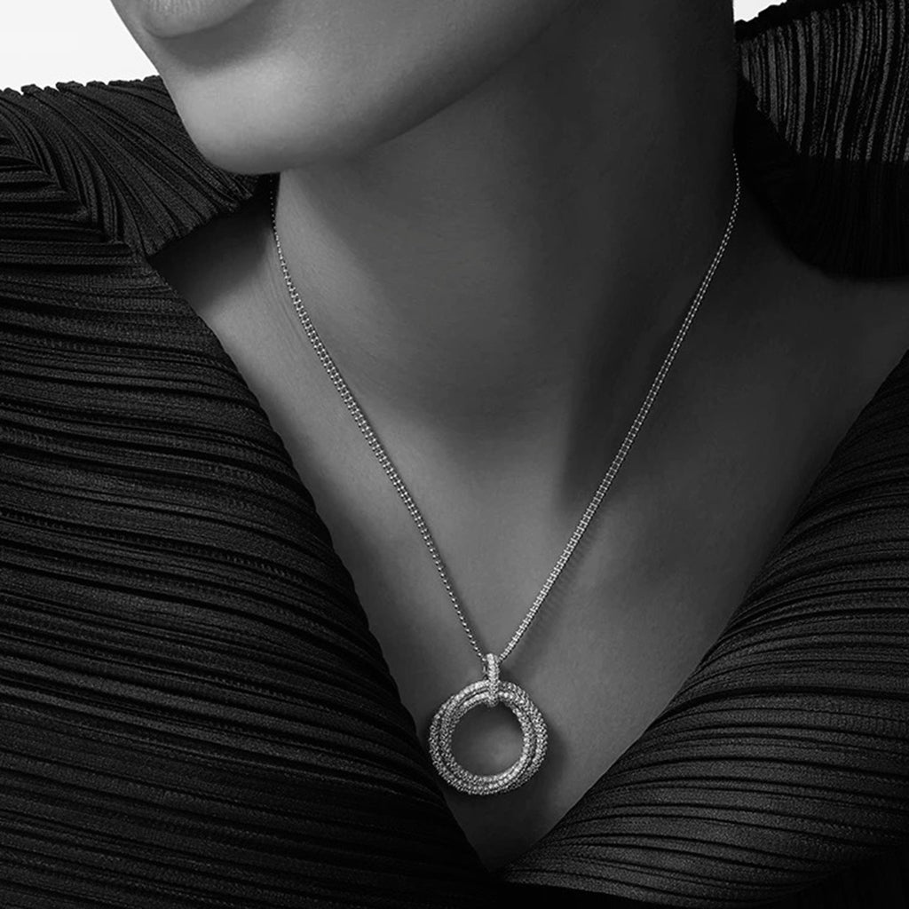 [AuraEcho]TRINITY LARGE FULL DIAMOND  NECKLACE
