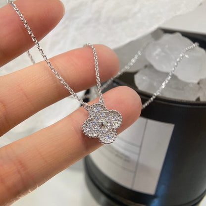 [AuraEcho]CLOVER 15MM DIAMOND SINGLE FLOWER NECKLACE