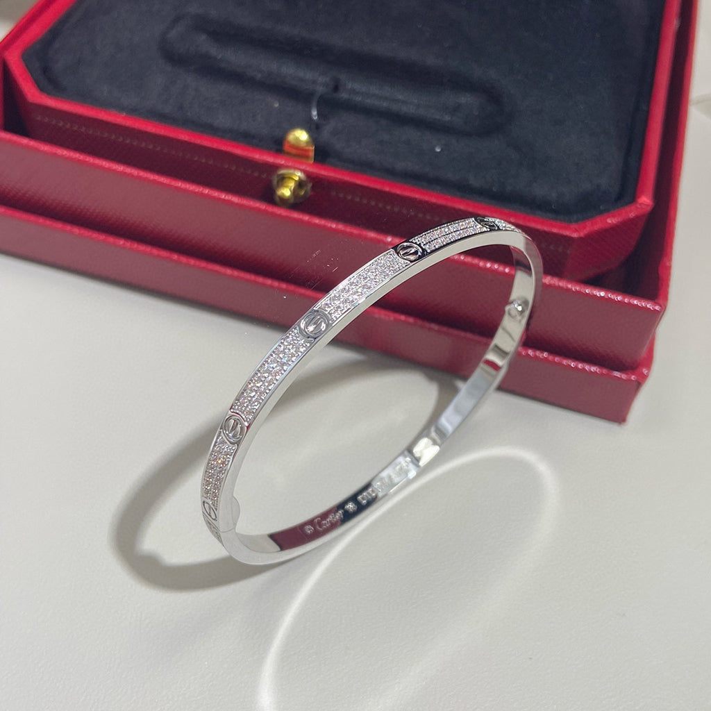 [AuraEcho] JUSTE Diamond & LOVE Diamond-Paved Bracelet Stack Set