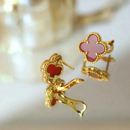 [AuraEcho]CLOVER MEDIUM 1 MOTIFS CARNELIAN  EARRINGS