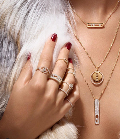 [AuraEcho]LUCKY MOVE PM NECKLACE PINK GOLD DIAMOND