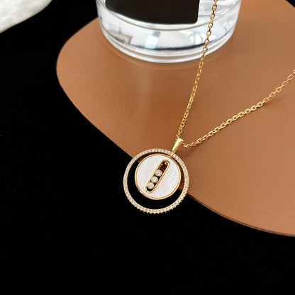 [AuraEcho]LUCKY MOVE MM NACRE BLANCHE DIAMOND NECKLACE