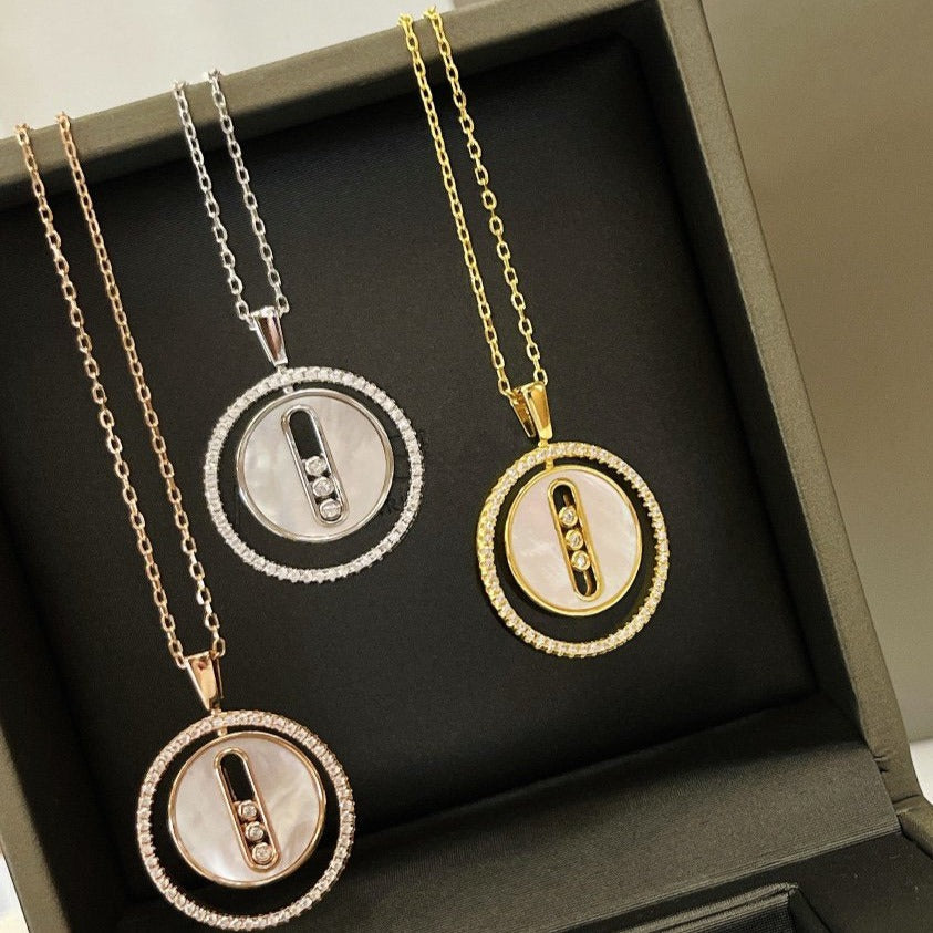 [AuraEcho]LUCKY MOVE MM NACRE BLANCHE DIAMOND NECKLACE