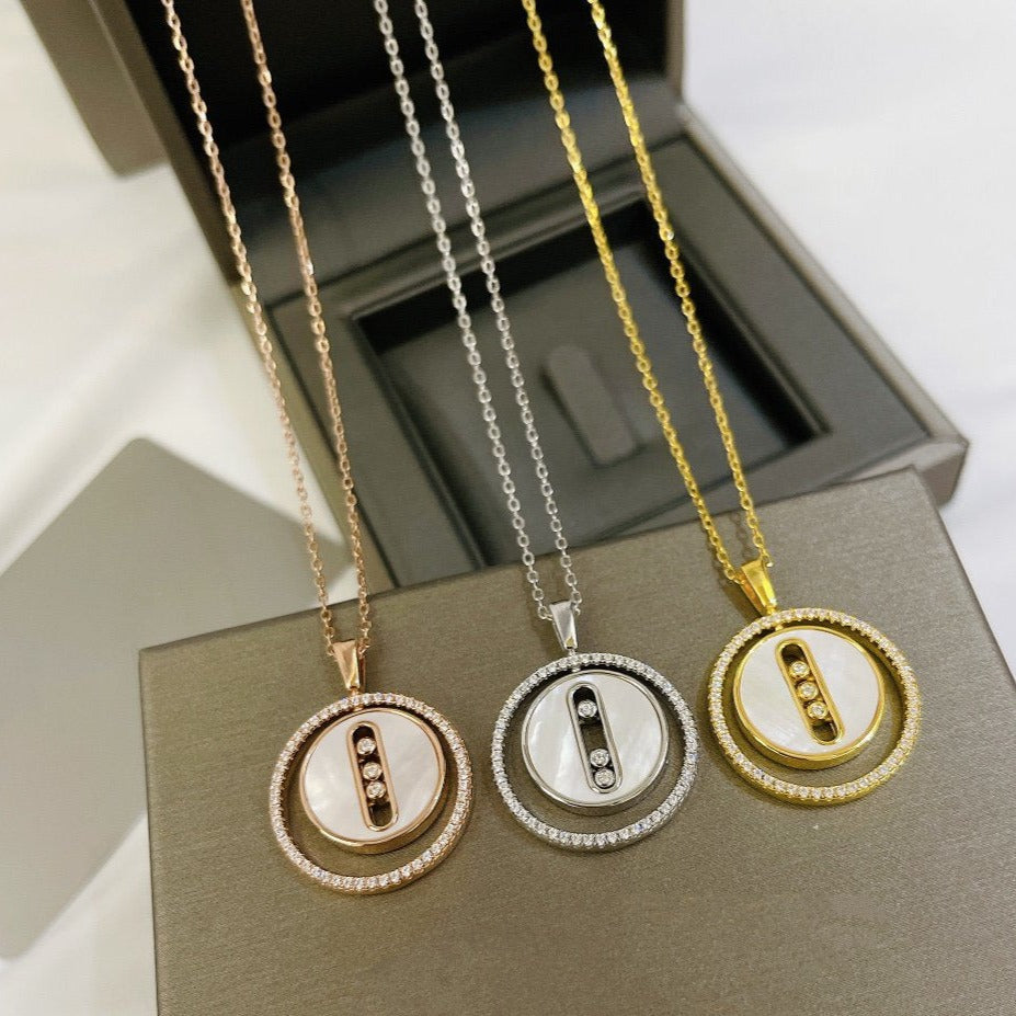 [AuraEcho]LUCKY MOVE MM NACRE BLANCHE DIAMOND NECKLACE