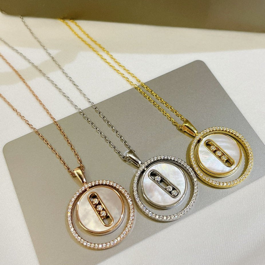 [AuraEcho]LUCKY MOVE MM NACRE BLANCHE DIAMOND NECKLACE