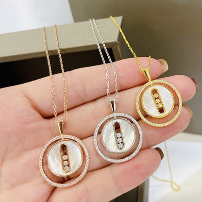 [AuraEcho]LUCKY MOVE MM NACRE BLANCHE DIAMOND NECKLACE
