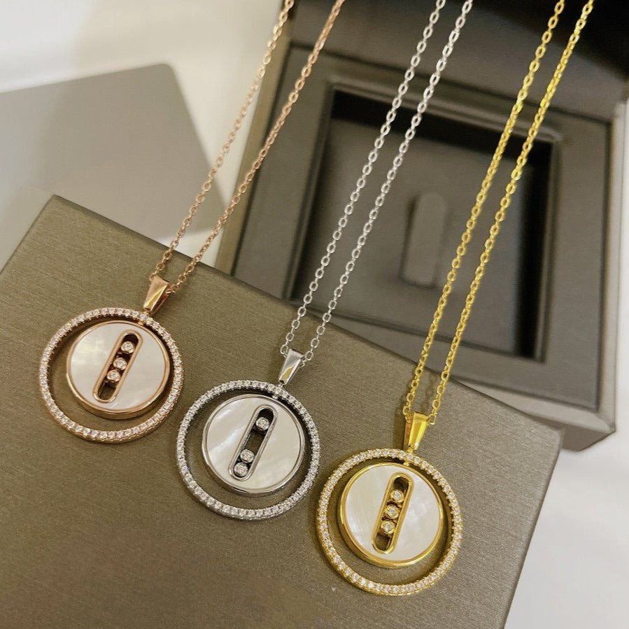 [AuraEcho]LUCKY MOVE MM NACRE BLANCHE DIAMOND NECKLACE
