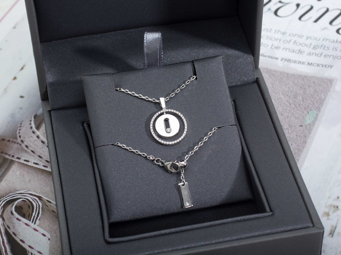 [AuraEcho]LUCKY MOVE PM NECKLACE SILVER DIAMOND
