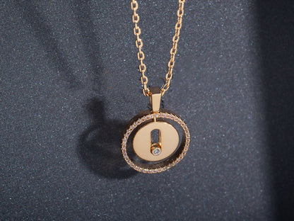 [AuraEcho]LUCKY MOVE PM NECKLACE PINK GOLD DIAMOND