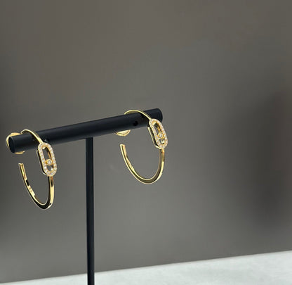 [AuraEcho]CREOLES MOVE UNO PM DIAMOND EARRINGS