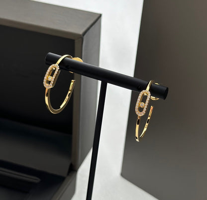 [AuraEcho]CREOLES MOVE UNO PM DIAMOND EARRINGS