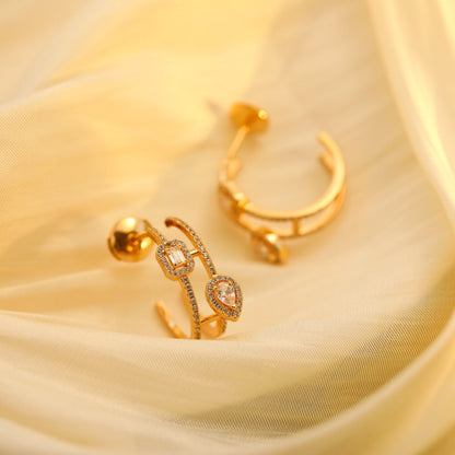[AuraEcho]CREOLES MY TWIN 2 RANGS SILVER DIAMOND EARRINGS