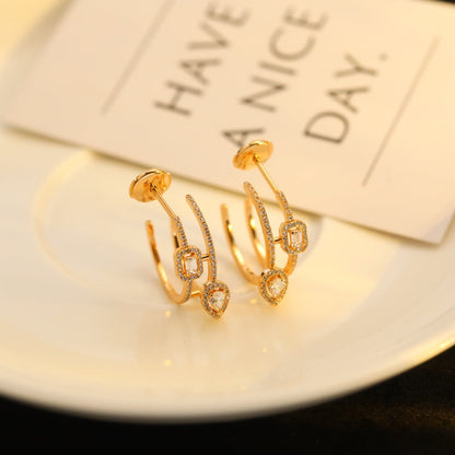 [AuraEcho]CREOLES MY TWIN 2 RANGS SILVER DIAMOND EARRINGS