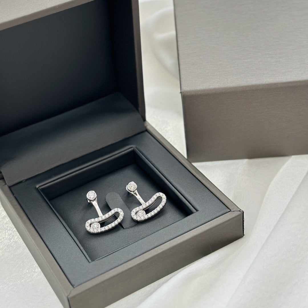 [AuraEcho]MOVE UNO SILVER DIAMOND EARRINGS