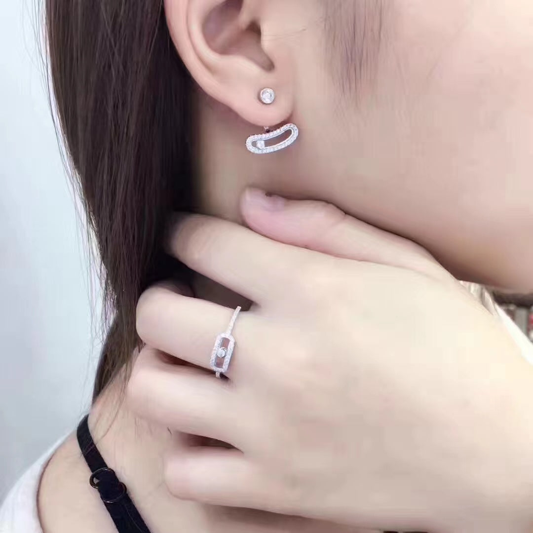 [AuraEcho]MOVE UNO SILVER DIAMOND EARRINGS