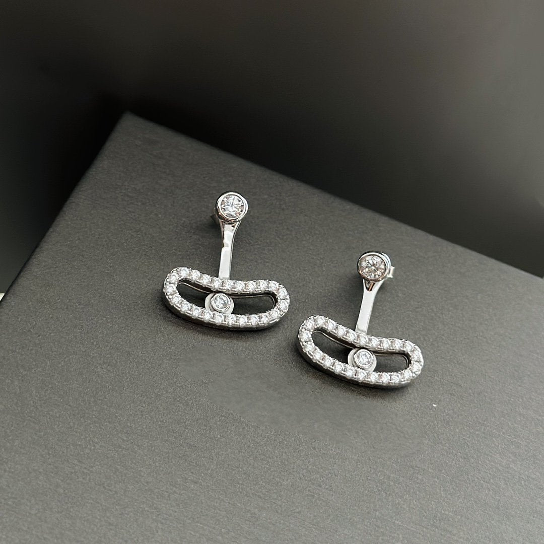 [AuraEcho]MOVE UNO SILVER DIAMOND EARRINGS