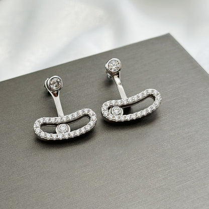 [AuraEcho]MOVE UNO SILVER DIAMOND EARRINGS