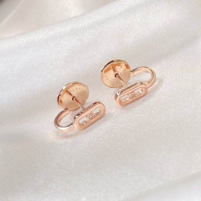 [AuraEcho]CREOLES MOVE UNO MINI 1 DIAMOND EARRINGS