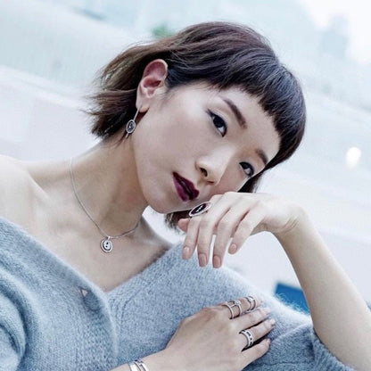 [AuraEcho]LUCKY MOVE ARROW PINK GOLD DIAMOND EARRINGS