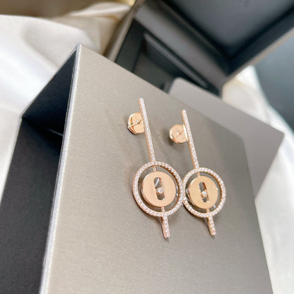 [AuraEcho]LUCKY MOVE ARROW PINK GOLD DIAMOND EARRINGS