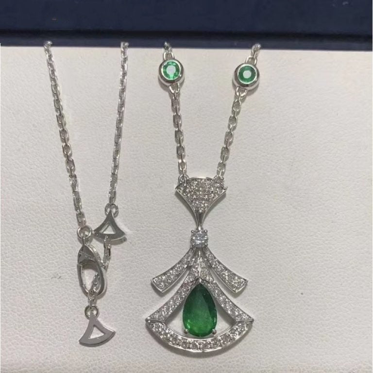 [AuraEcho]DREAM NECKLACE MALACHITE DIAMOND SILVER