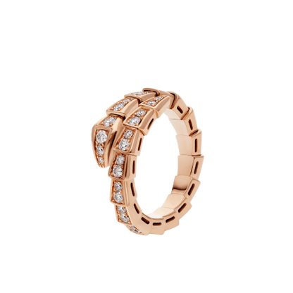 [AuraEcho]SERPENTI RING PINK GOLD DIAMOND PAVED 4MM