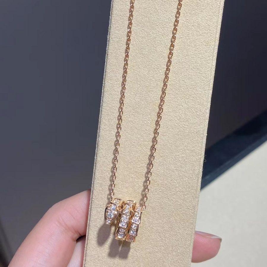 [AuraEcho]SERPENTI PINK GOLD NECKLACE DOUBLE RING DIAMOND