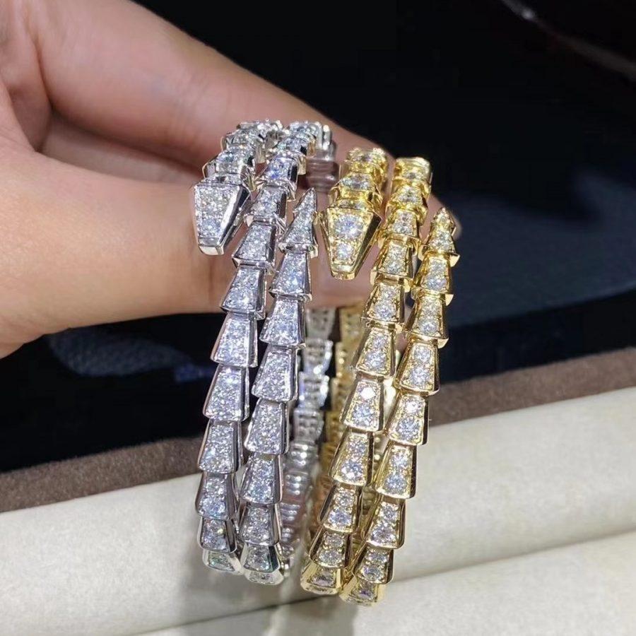 [AuraEcho]SERPENTI BRACELET GOLD DIAMOND DOUBLE ROW