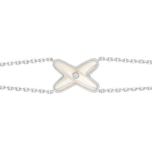 [AuraEcho]JEUX BRACELET WHITE MOP SILVER 1 DIAMOND