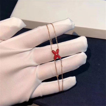 [AuraEcho]JEUX BRACELET CARNELIAN PINK GOLD 1 DIAMOND