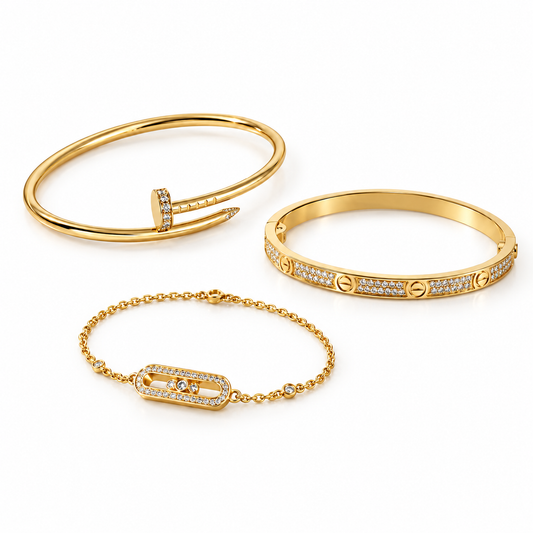 [AuraEcho] LOVE & JUSTE Baby Move Diamond Bracelet Stack Set