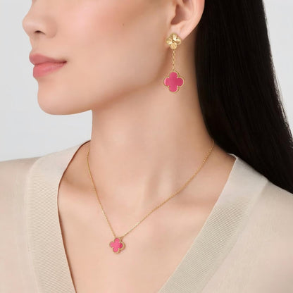 [AuraEcho] NEW CLOVER 15MM PINK ENAMEL NECKLACE