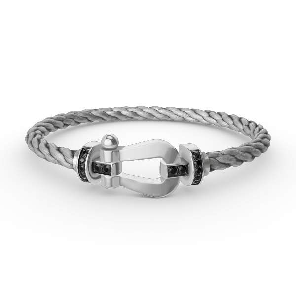 [AuraEcho]FORCE LARGE HORSESHOE BLACK DIAMOND BRACELET SILVER