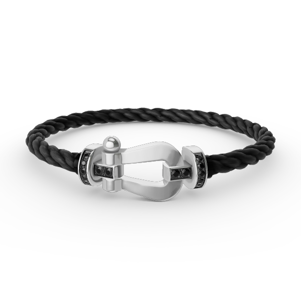 [AuraEcho]FORCE LARGE HORSESHOE BLACK DIAMOND BRACELET SILVER