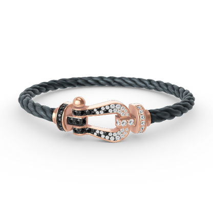 [AuraEcho]FORCE LARGE HORSESHOE BLACK WHITE DIAMOND BRACELET ROSE GOLD