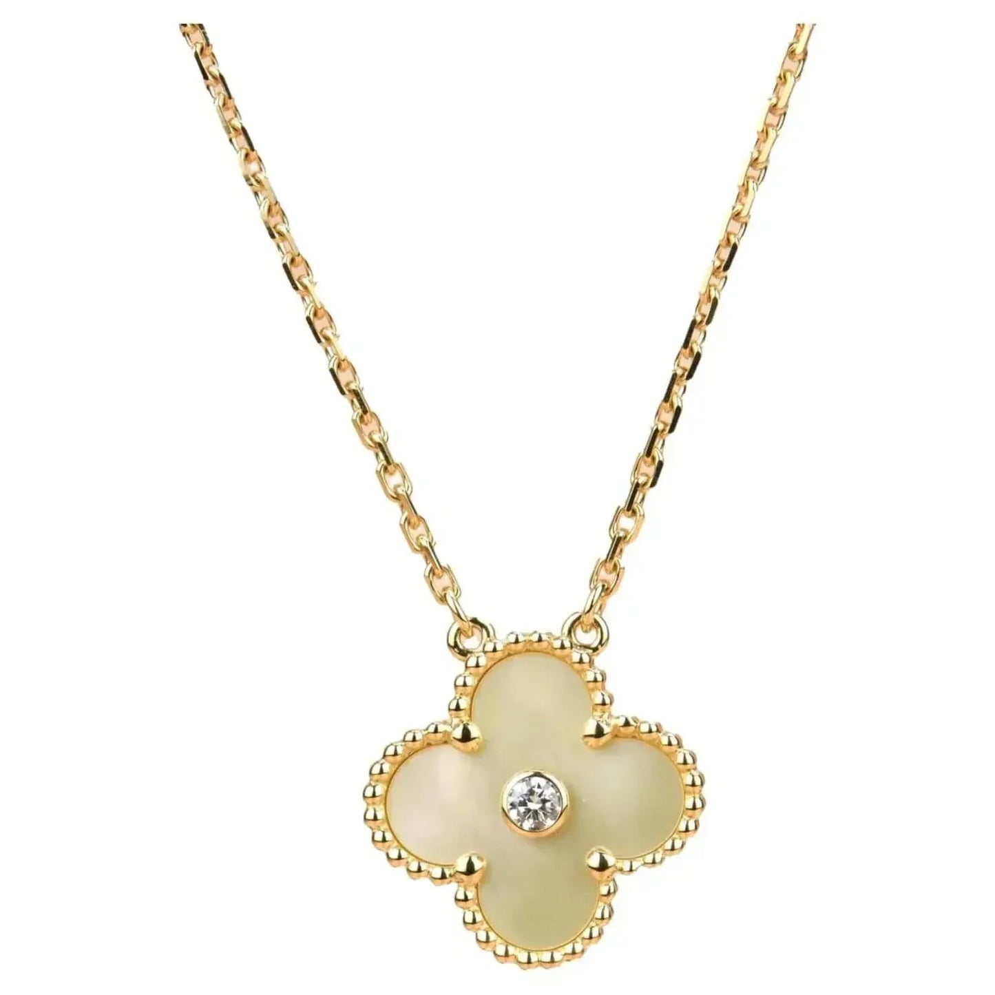 [AuraEcho]CLOVER 15MM DIAMOND GOLD MOTHER OF PEARL NECKLACE