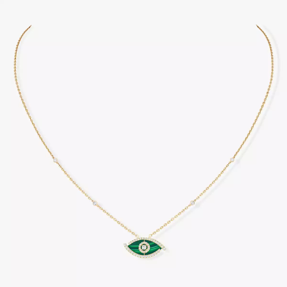 [AuraEcho]Lucky Eye Diamond Necklace in Rose Gold and Turquoise