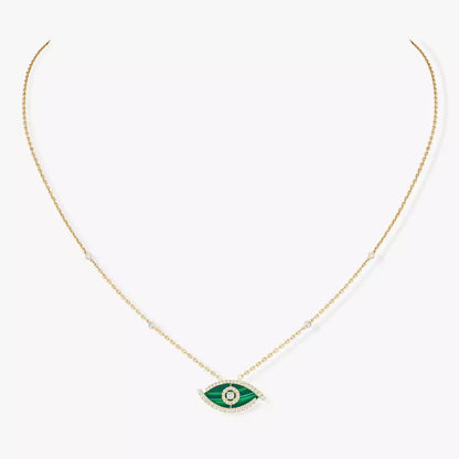 [AuraEcho]Lucky Eye Diamond Necklace in Rose Gold and Turquoise