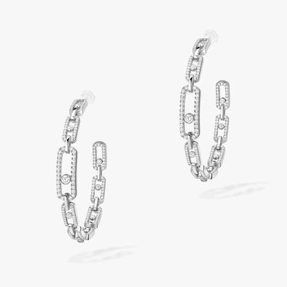 [[AuraEcho]Move Link Diamond Hoop Earrings