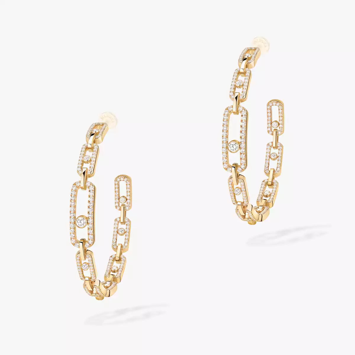 [[AuraEcho]Move Link Diamond Hoop Earrings