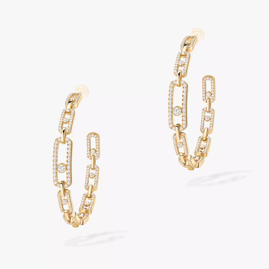 [[AuraEcho]Move Link Diamond Hoop Earrings