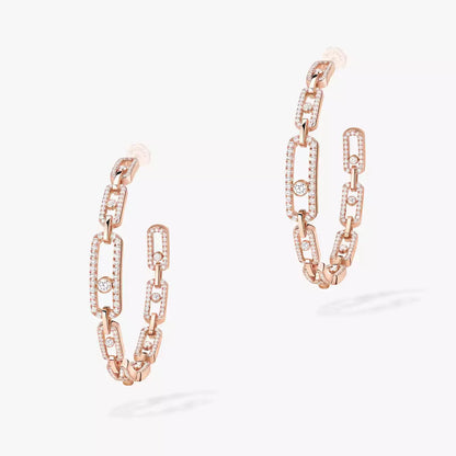 [[AuraEcho]Move Link Diamond Hoop Earrings