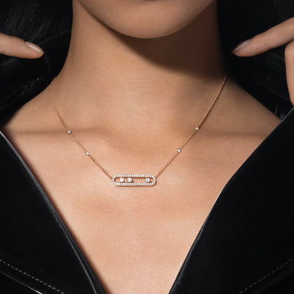 [AuraEcho] Move Pave_ Rose Gold Diamond Necklace
