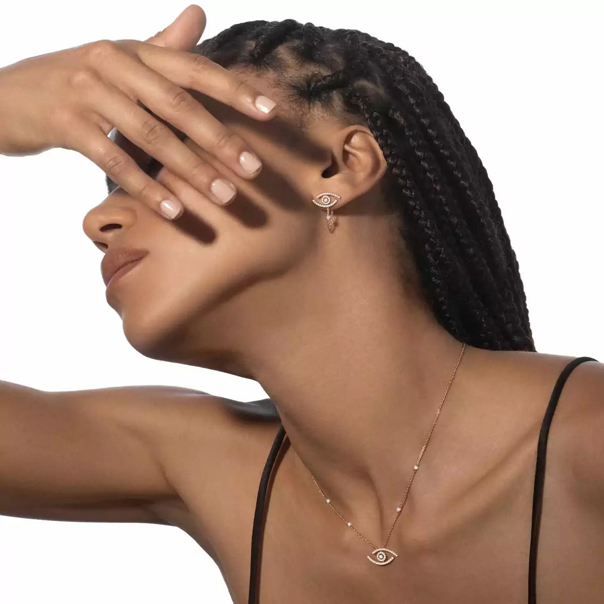 [AuraEcho]Pave_ Diamond Necklace Lucky Eye