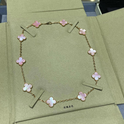 [AuraEcho]CLOVER 10 MOTIFS PINK MOP NECKLACE
