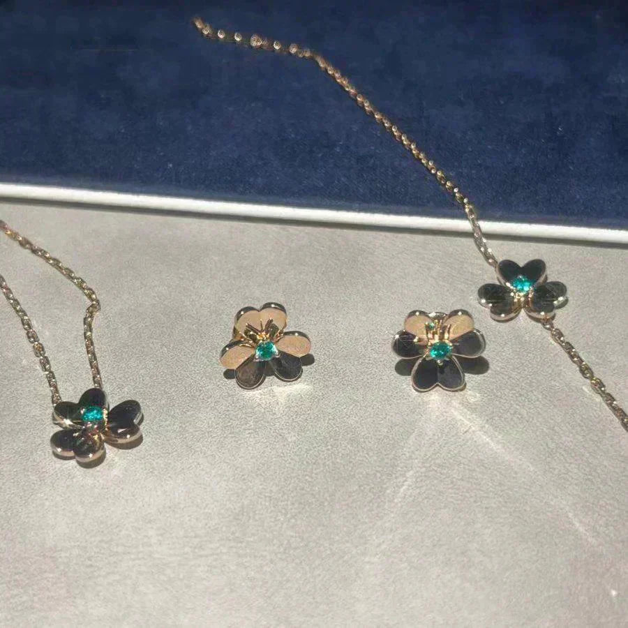 [AuraEcho]FRIVOLE  FLOWER MALACHITE EARRINGS