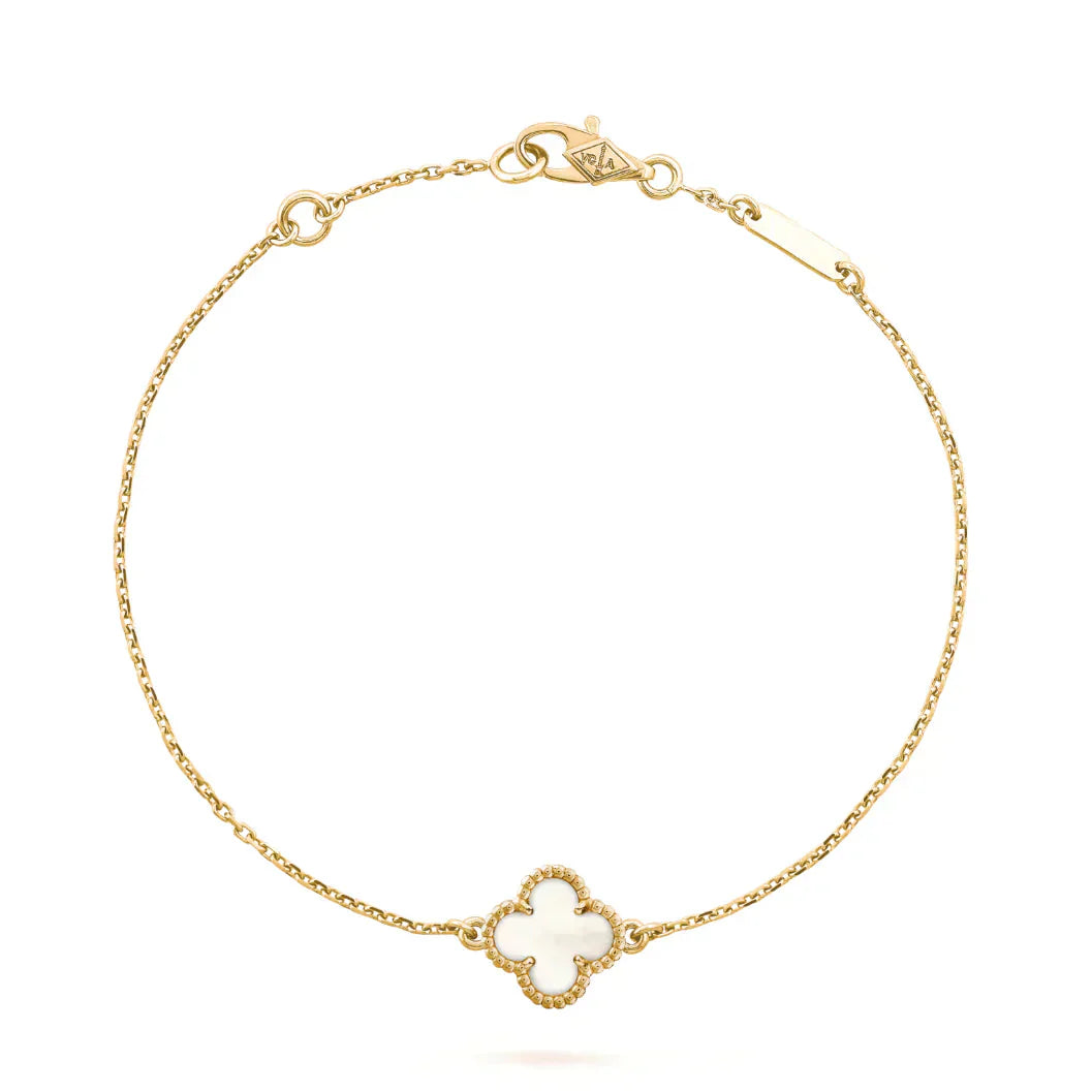 [AuraEcho]CLOVER WHITE MOP SINGLE FLOWER BRACELET
