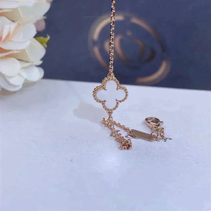 [AuraEcho] Clover White Mother-of-Pearl & JUSTE Bracelet Stack Set