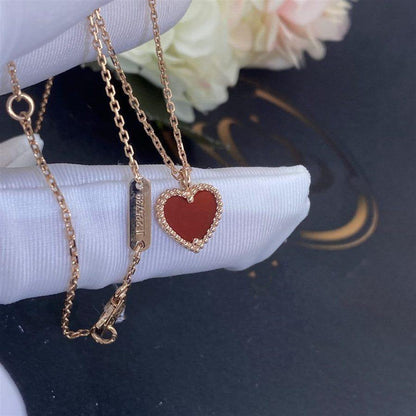 [AuraEcho]SWEET CLOVER CARNELIAN HEART NECKLACE