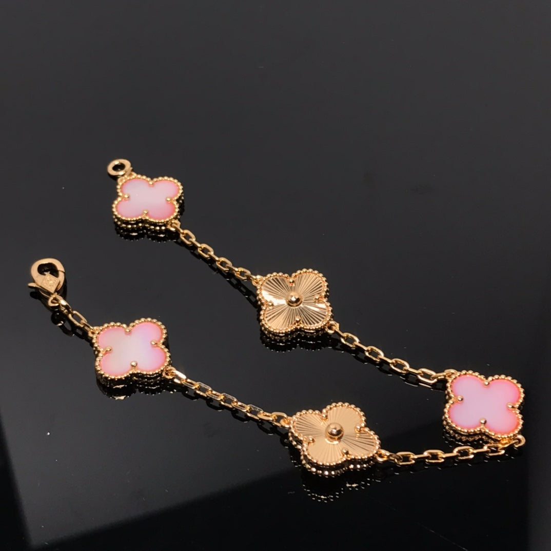 [AuraEcho]CLOVER BRACELET 5 MOTIF PINK AND PINK GOLD